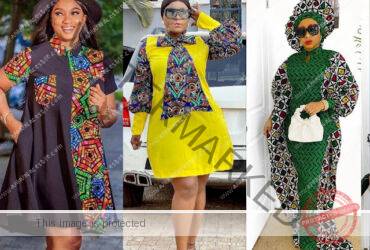 Ankara Plain and Pattern Gown Styles for Ladies